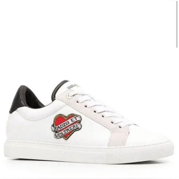 Zadig & Voltaire leather sneakers ZV1747 tattoo style heart patch French 41/US10 - Picture 2 of 15
